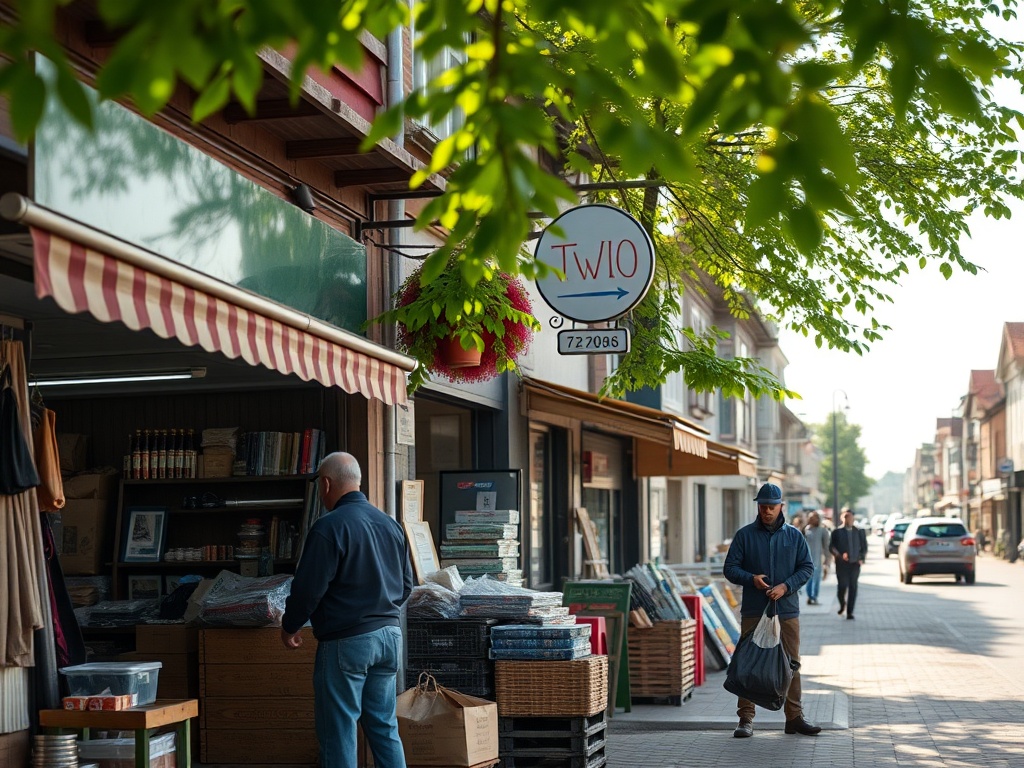 Główna ulica Łęknicy z otwartymi sklepami w niedzielę handlową