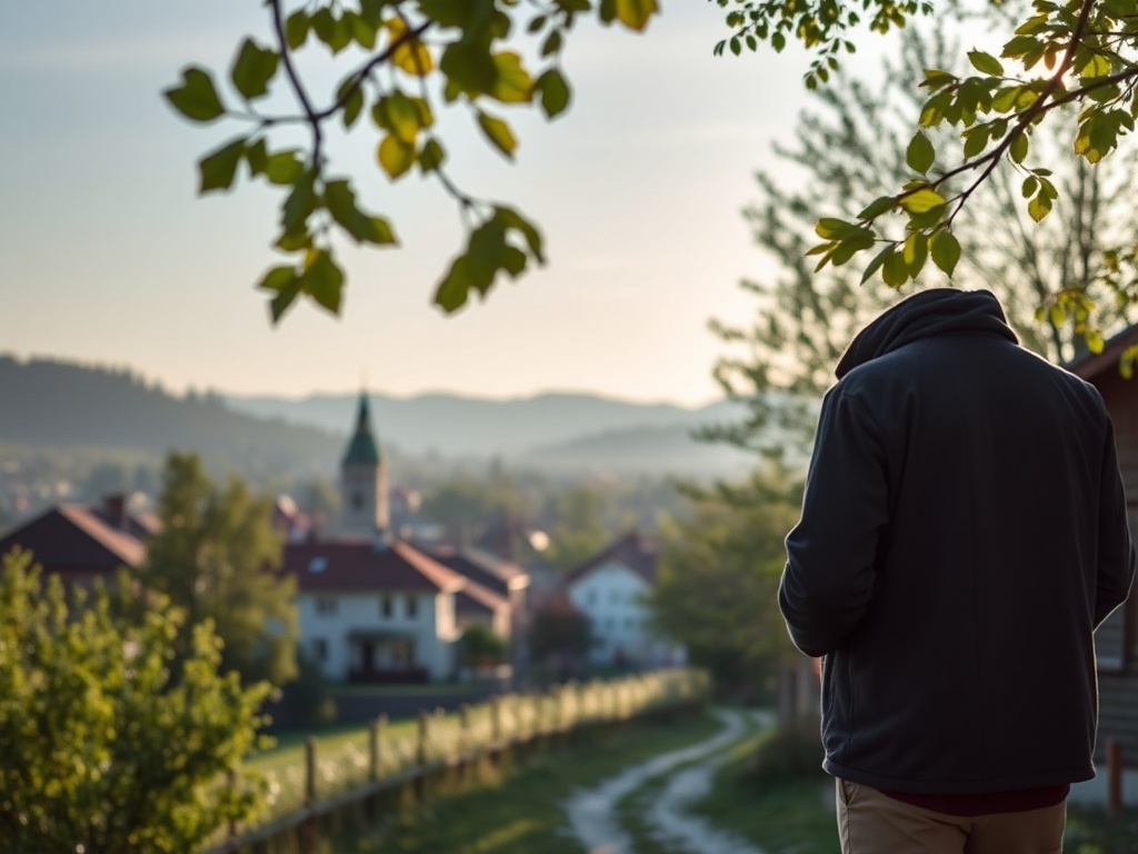 Bocian w locie nad Łęknią, symbol wiosny i powrotu przyrody do miasta